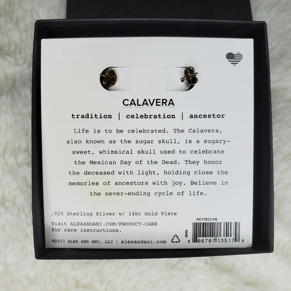 ❤ALEX AND ANI❤ - Sugar Skull Earrings - Gold and Silver - Picture 4 of 5